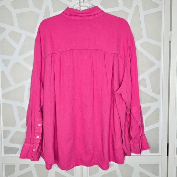 Sonoma Linen Long Sleeve Button Down Blouse Womens Plus SZ 3X Barbie Vacation - Picture 5 of 5